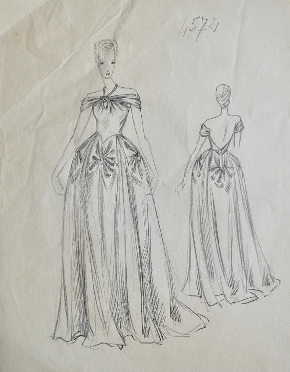 VIONNET Workshop - Original drawing - Pencil - Dress 396