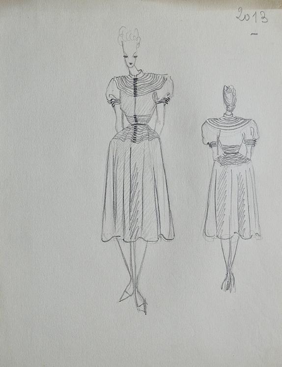 VIONNET Workshop - Original drawing - Pencil - Dress 399