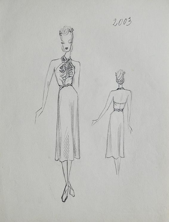 VIONNET Workshop - Original drawing - Pencil - Dress 400