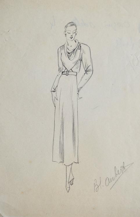 VIONNET Workshop - Original drawing - Pencil - Dress 403