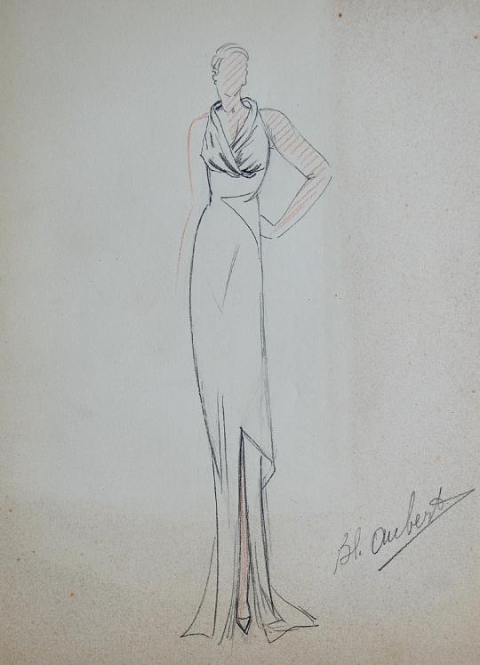 VIONNET Workshop - Original drawing - Pencil - Dress 409