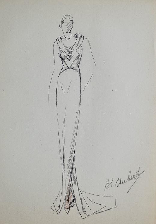 VIONNET Workshop - Original drawing - Pencil - Dress 416