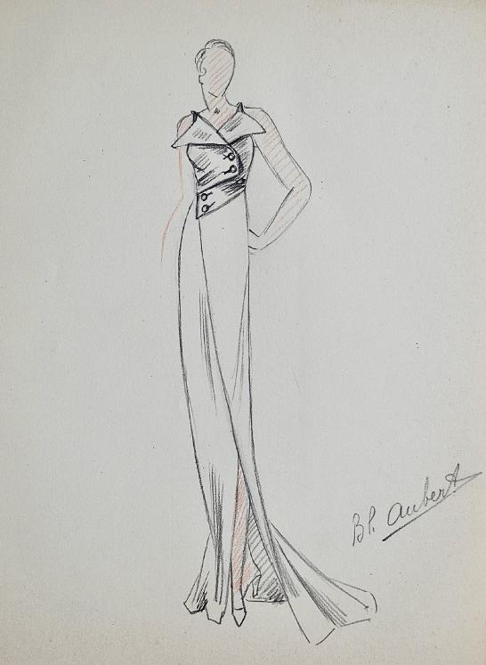 VIONNET Workshop - Original drawing - Pencil - Dress 418