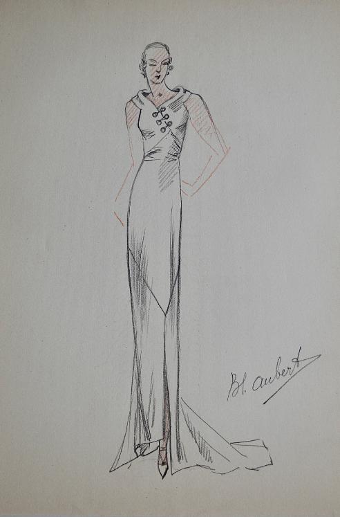 VIONNET Workshop - Original drawing - Pencil - Dress 429