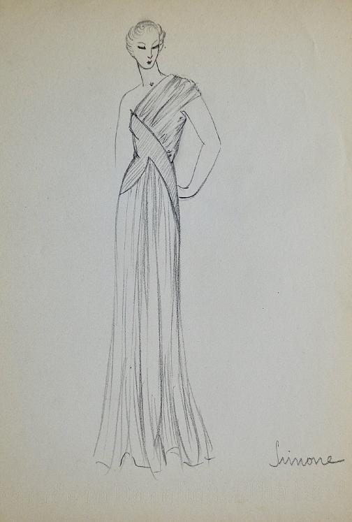 VIONNET Workshop - Original drawing - Pencil - Dress 437