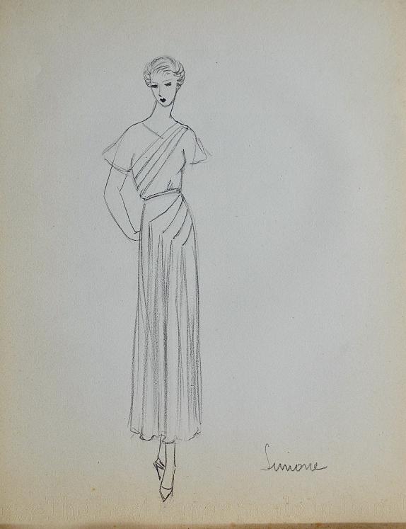 VIONNET Workshop - Original drawing - Pencil - Dress 446