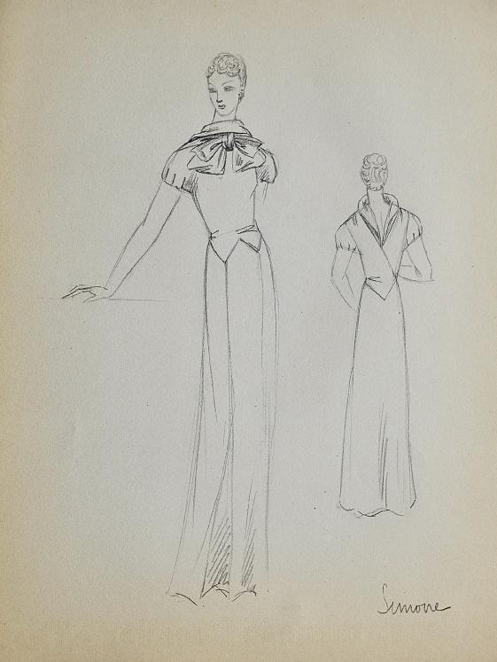 VIONNET Workshop - Original drawing - Pencil - Dress 455