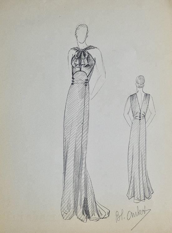 VIONNET Workshop - Original drawing - Pencil - Dress 476