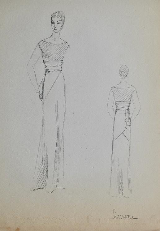 VIONNET Workshop - Original drawing - Pencil - Dress 479