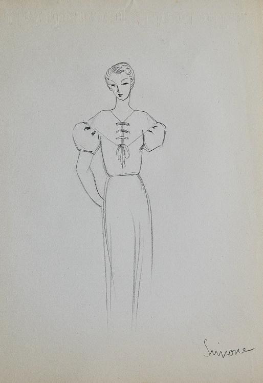 VIONNET Workshop - Original drawing - Pencil - Dress 488