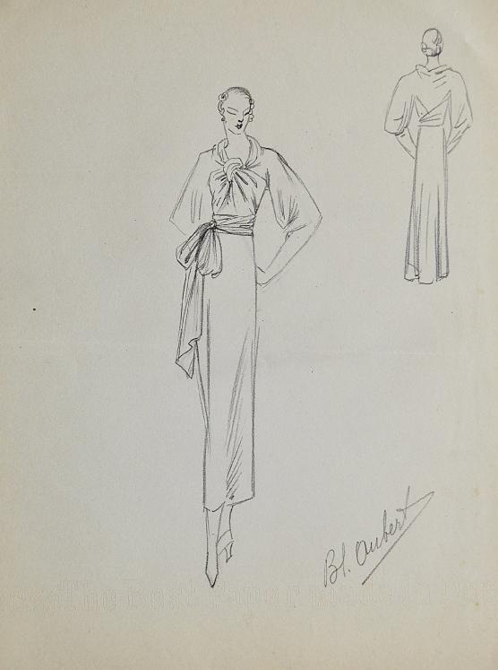 VIONNET Workshop - Original drawing - Pencil - Dress 492