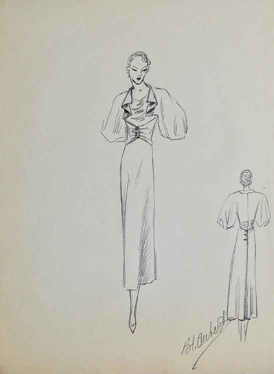 VIONNET Workshop - Original drawing - Pencil - Dress 493