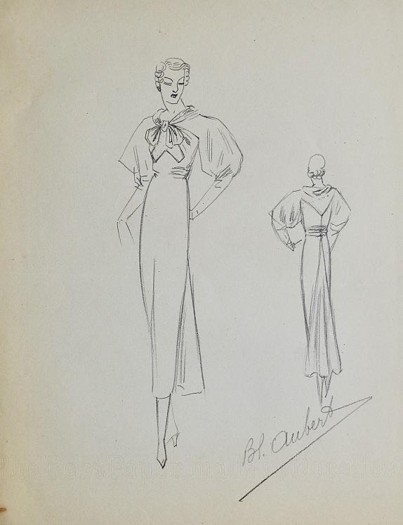 VIONNET Workshop - Original drawing - Pencil - Dress 494
