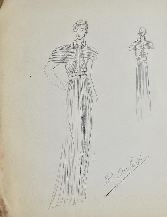 VIONNET Workshop - Original drawing - Pencil - Dress 495