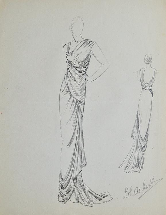 VIONNET Workshop - Original drawing - Pencil - Dress 507