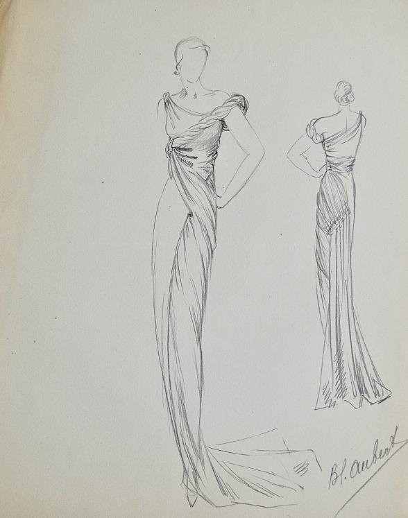 VIONNET Workshop - Original drawing - Pencil - Dress 508