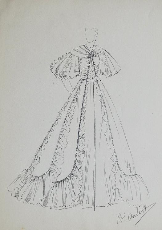 VIONNET Workshop - Original drawing - Pencil - Dress 521