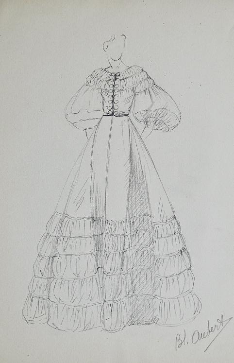 VIONNET Workshop - Original drawing - Pencil - Dress 522