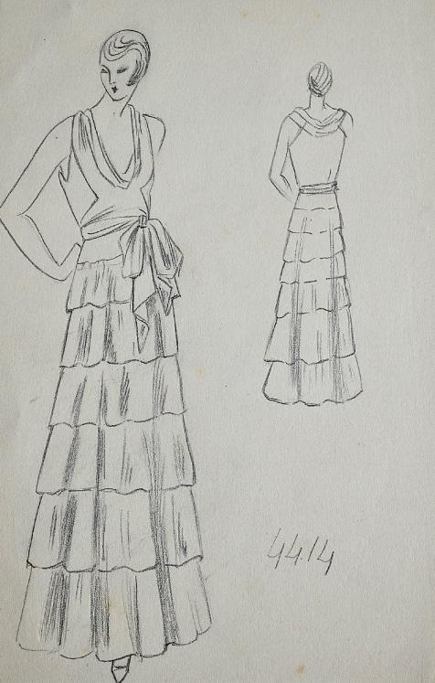 VIONNET Workshop - Original drawing - Pencil - Dress 563