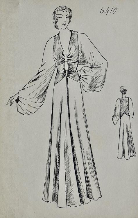 VIONNET Workshop - Original drawing - Pencil - Dress 565