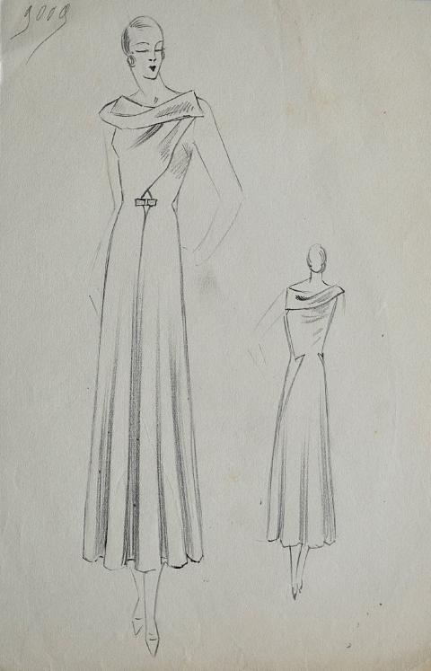 VIONNET Workshop - Original drawing - Pencil - Dress 571