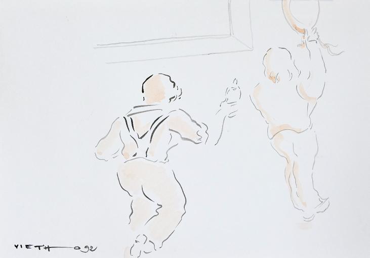 Claude VIETHO - Original drawing - Ink - Children