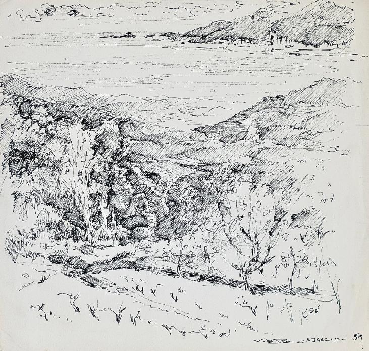 Claude VIETHO - Original drawing - Ink - Ajaccio