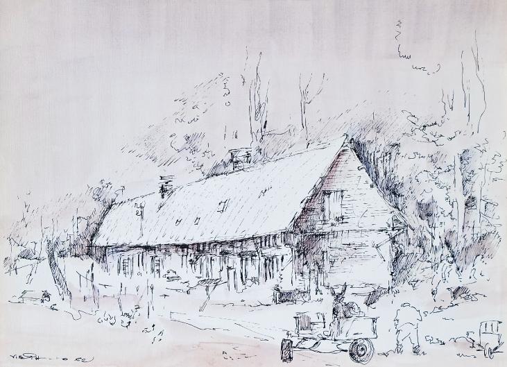 Claude VIETHO - Original drawing - Ink - The farm