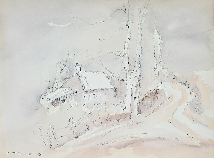 Claude VIETHO - Original drawing - Ink - Countryside