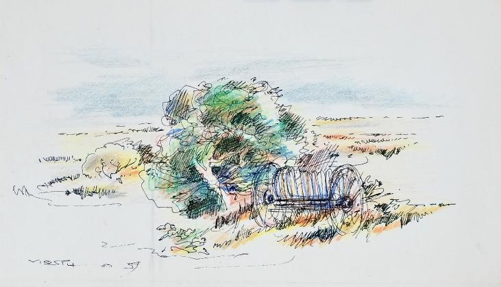 Claude VIETHO - Original drawing - Ink - Fields