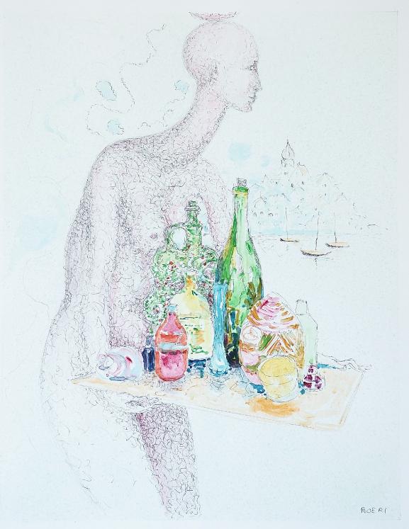 Jacques BOÉRI - Original print - Cotechnigraphy - The waitress