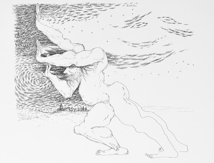 Jacques BOÉRI - Original drawing - Ink - Strength