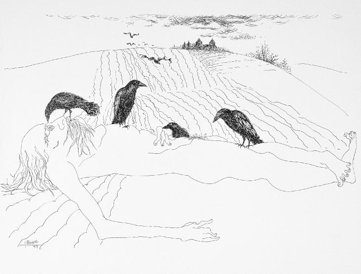 Jacques BOÉRI - Original drawing - Ink - The death