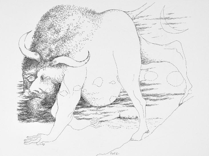 Jacques BOÉRI - Original drawing - Ink - Half-man, half-bull