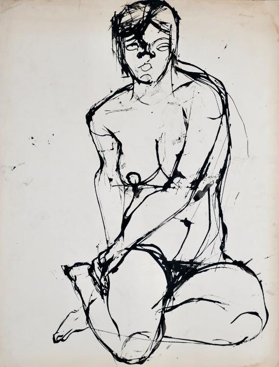 Michel DE ALVIS - Original Painting - Lavis - Naked 2