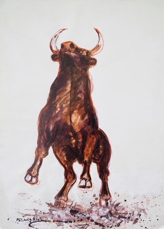 Michel DE ALVIS - Original Painting - Oil - The bull