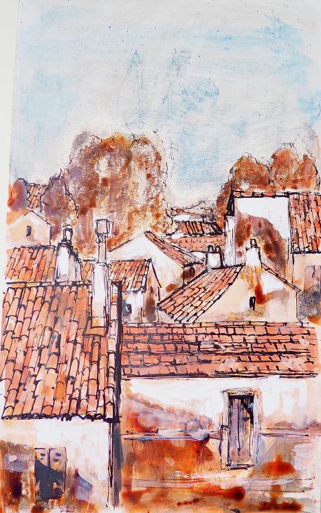 Michel DE ALVIS - Original Painting - Oil - Roofs 5