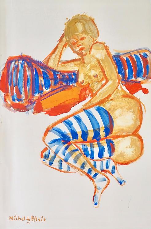 Michel DE ALVIS - Original Painting - Oil - Naked woman 4
