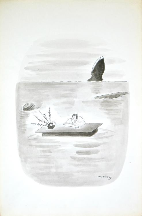 Henri MOREZ - Original Drawing - Ink - The shipwreck