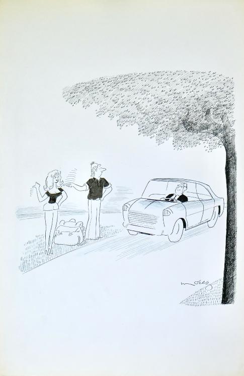 Henri MOREZ - Original Drawing - Ink - Hitchhikers