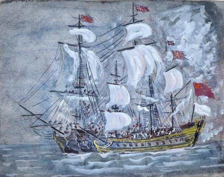 Armel DE WISMES - Original Painting - Watercolor - Galleon at sea 4