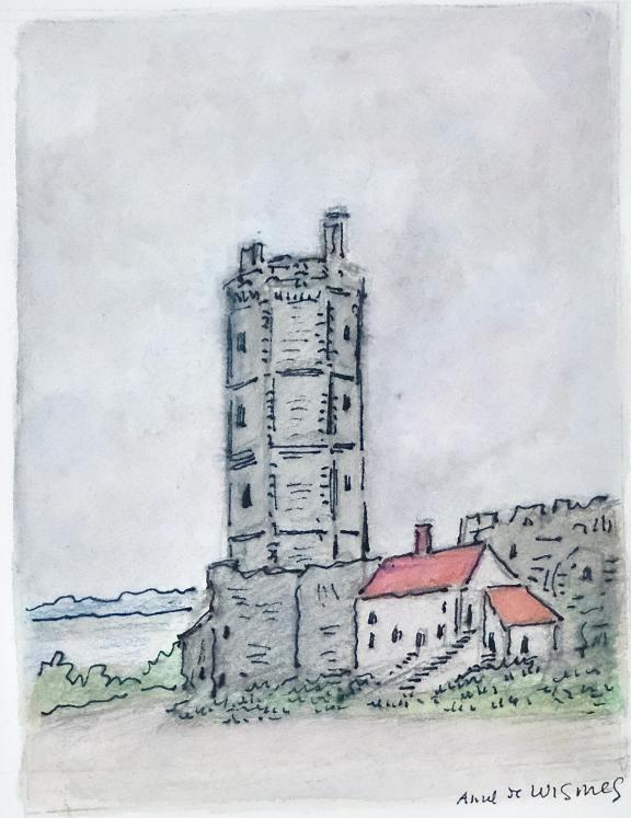Armel OF WISMES - Original Painting - Watercolor - Oudon tower