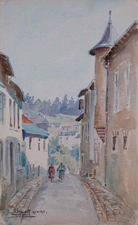 Etienne GAUDET - Original painting - Watercolor - Uzerche, Corrèze