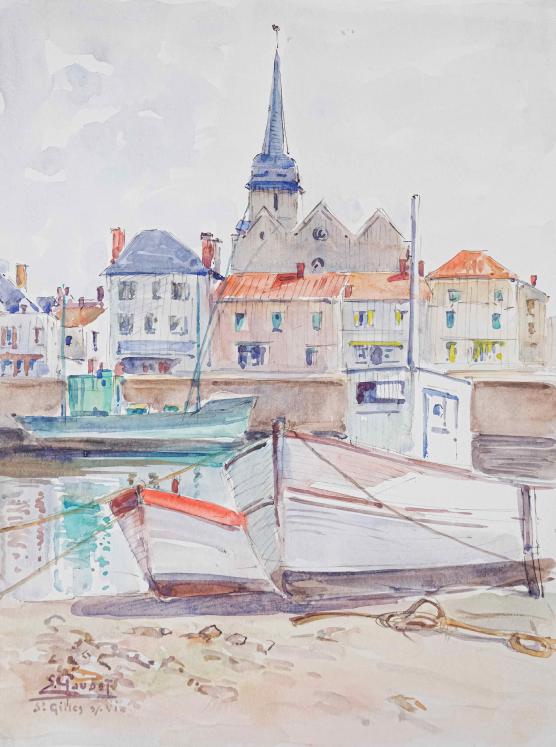 Etienne GAUDET - Original painting - Watercolor - St Gilles Croix de Vie, Vendée