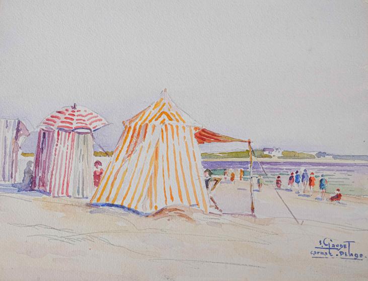Etienne GAUDET - Original painting - Watercolor - Carnac Beach