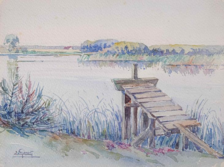 Etienne GAUDET - Original painting - Watercolor - Pond of Chambord