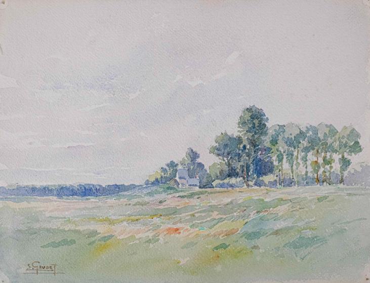 Etienne GAUDET - Original painting - Watercolor - Countryside 38