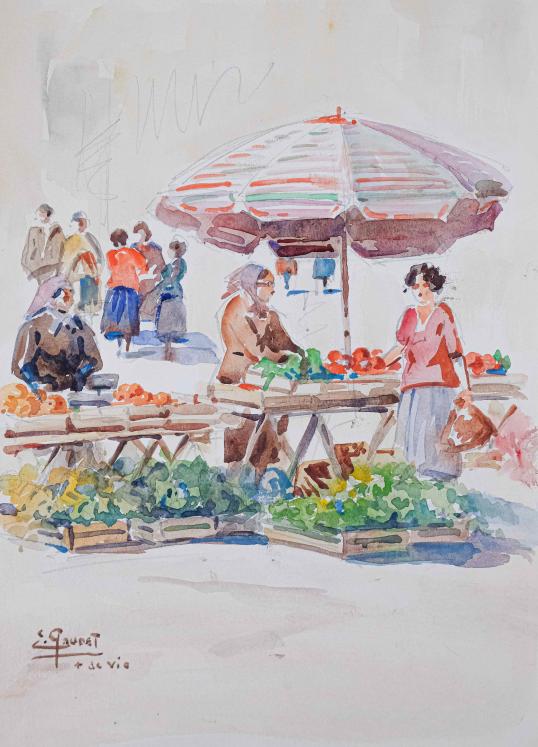 Etienne GAUDET - Original painting - Watercolor - Market of Croix de Vie