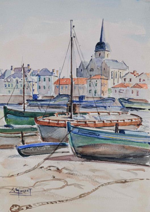 Etienne GAUDET - Original painting - Watercolor - Saint Gilles-Croix-de-vie