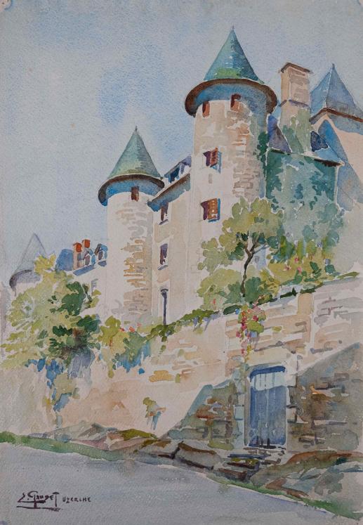 Etienne GAUDET - Original painting - Watercolor - Uzerche, Corrèze